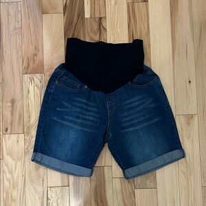 Women's Denim Shorts with Maternity Waistband